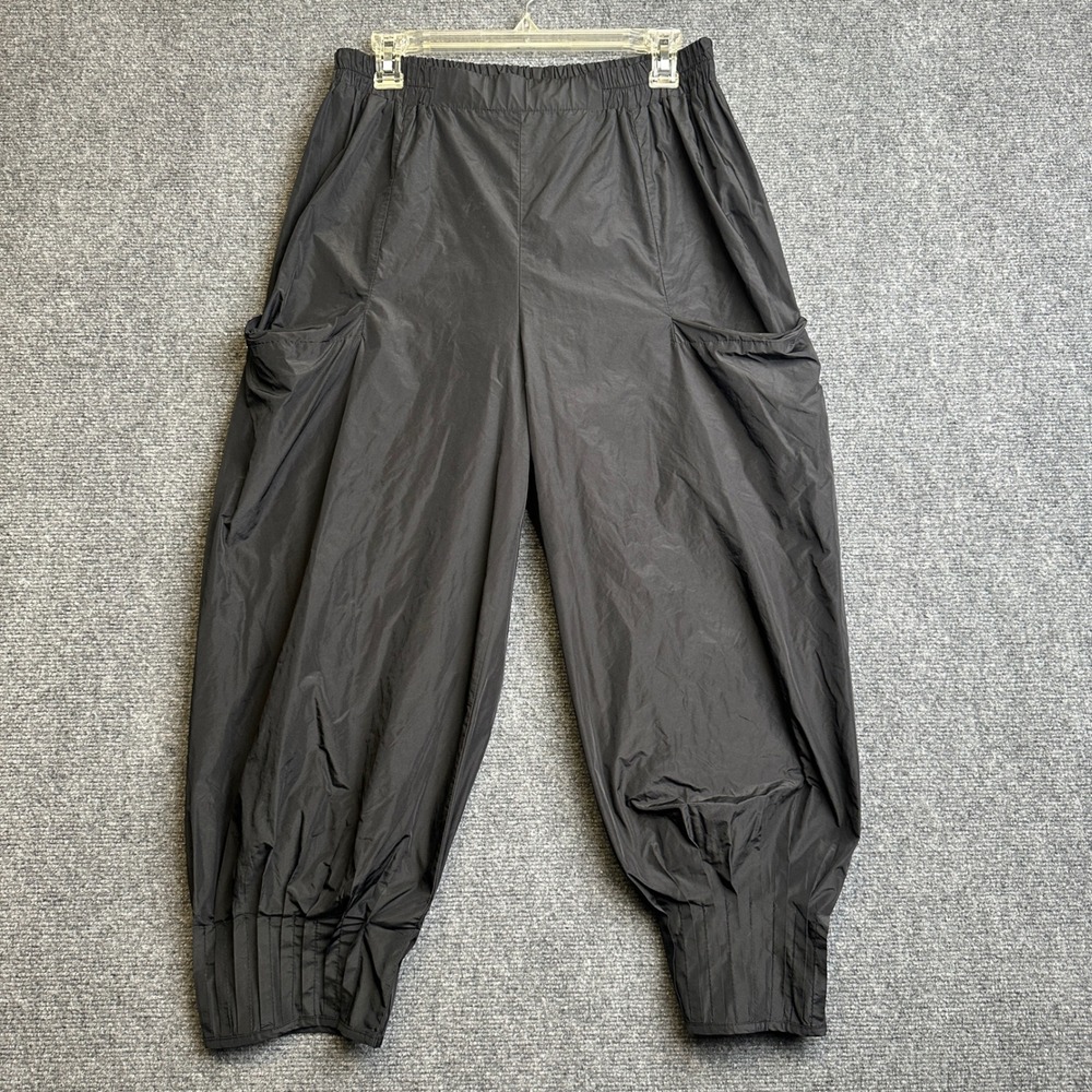LUUKAA Parachute Harem Pants Womens Size 10 Black Lagenlook Avant Garde Pleated